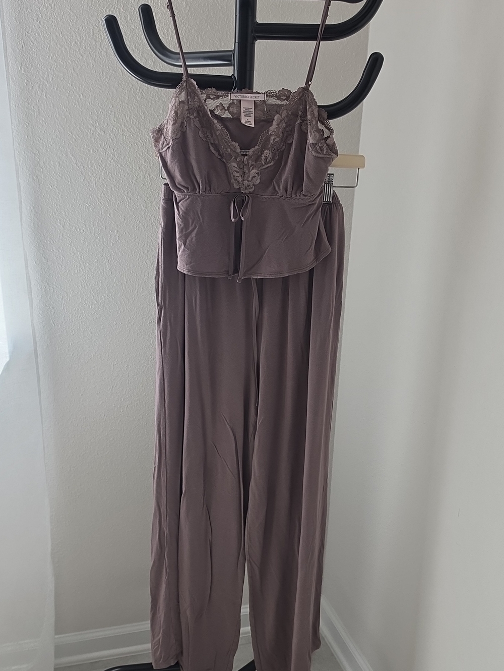 Victoria's Secret Mauve Lace-Trim Wide-Leg Lounge Set